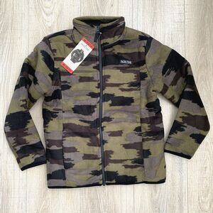 New Pacific Trail Boys Camo Fleece Sherpa Full Zip Jacket Green Camouflage 10/12